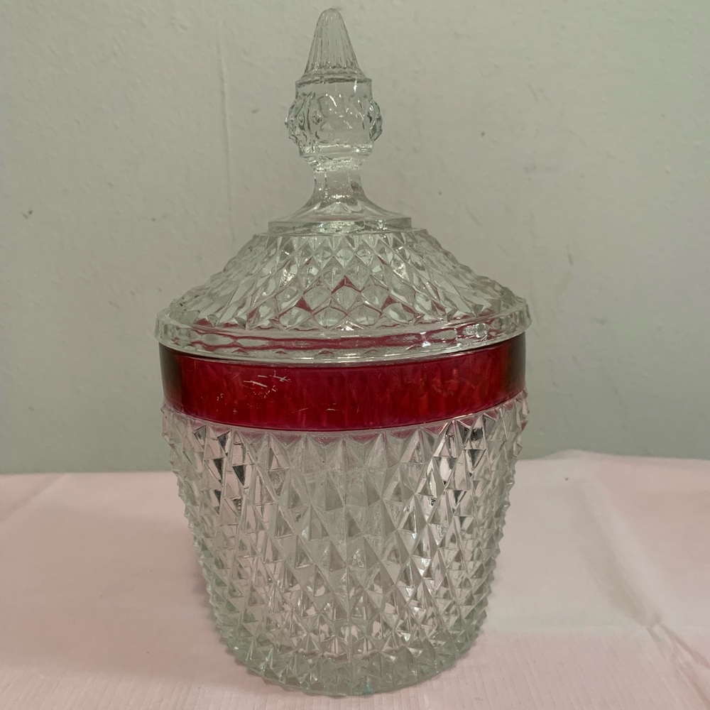 Indiana Glass Diamond Point, Ruby Flash Ice Bucket